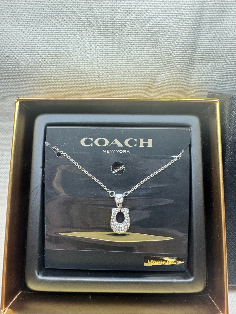 Coach Silver Pavé 'O' Pendant Necklace
